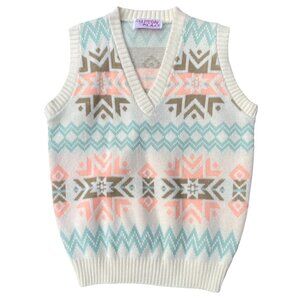 Vintage Clifton Place Fair Isle Knit Vest Pastel Feminine Cottagecore Granny-S